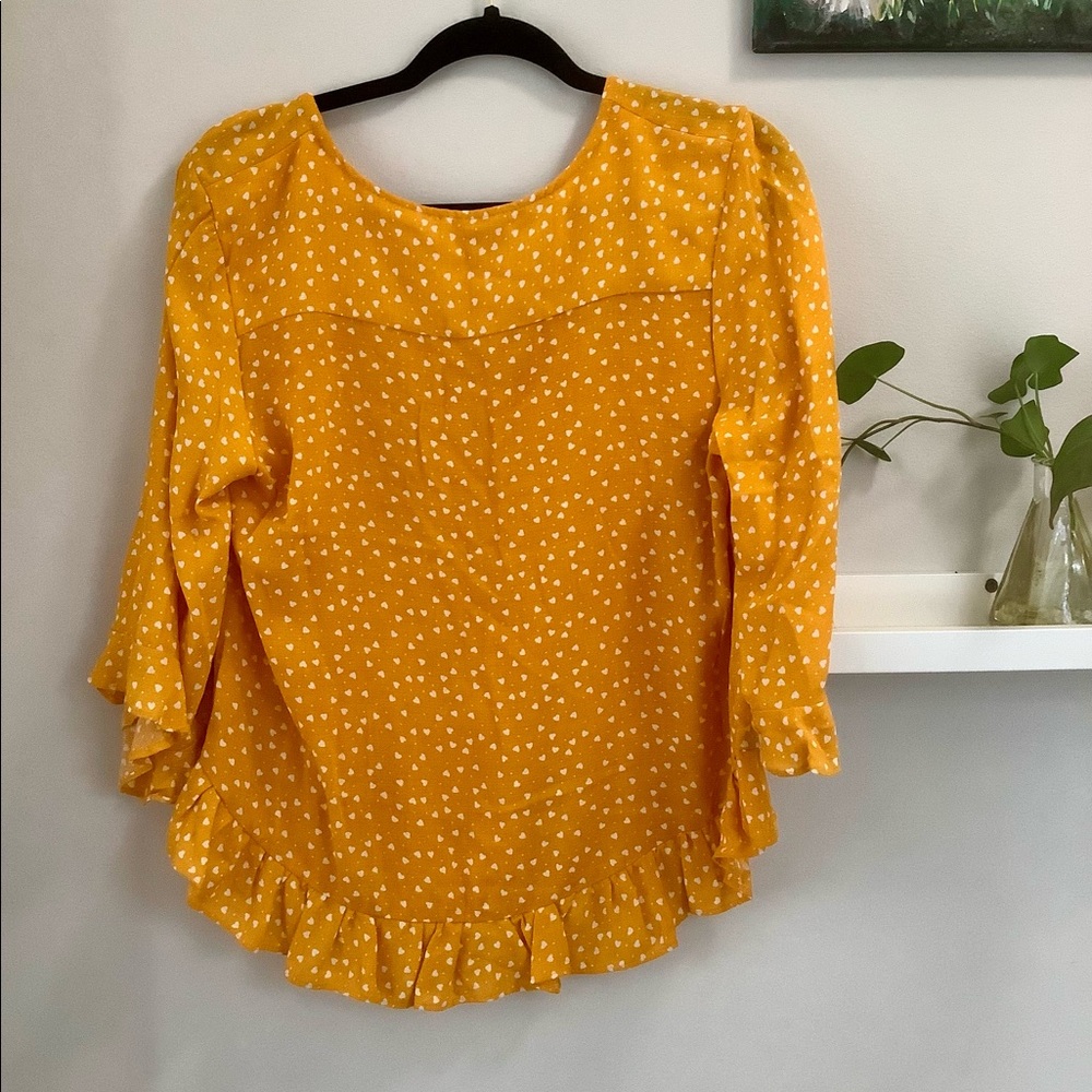 Rachel Zoe Heart Print Ruffle Top - Picture 2 of 7
